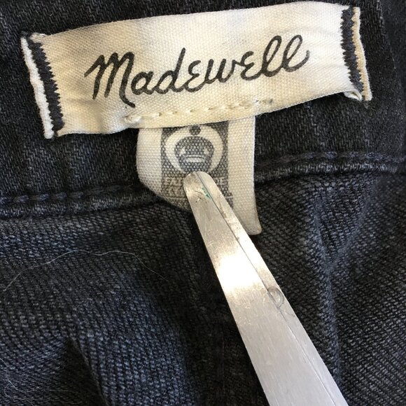 MADEWELL 5 Pocket Logo Hardware Dark Gray/Black Denim Curvy 90's Straight Jeans - Picture 2 of 12